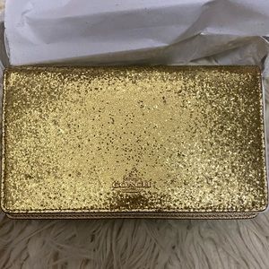 Coach Gold Glitter Folded Leather Clutch/Crossbody F39640 Wizard Oz